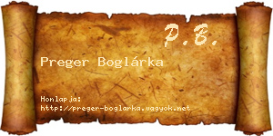 Preger Boglárka névjegykártya